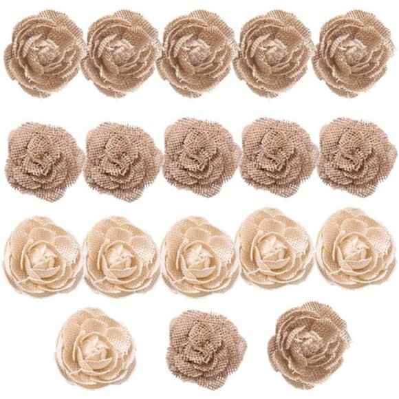Natural Burlap Flowers Assorted Handmade Burlap Rose for Wedding - Picture 1 of 8